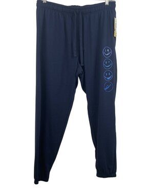 Joe Boxer Men's Size Large Navy Blue French Terry Pajama Pants Smiley Face